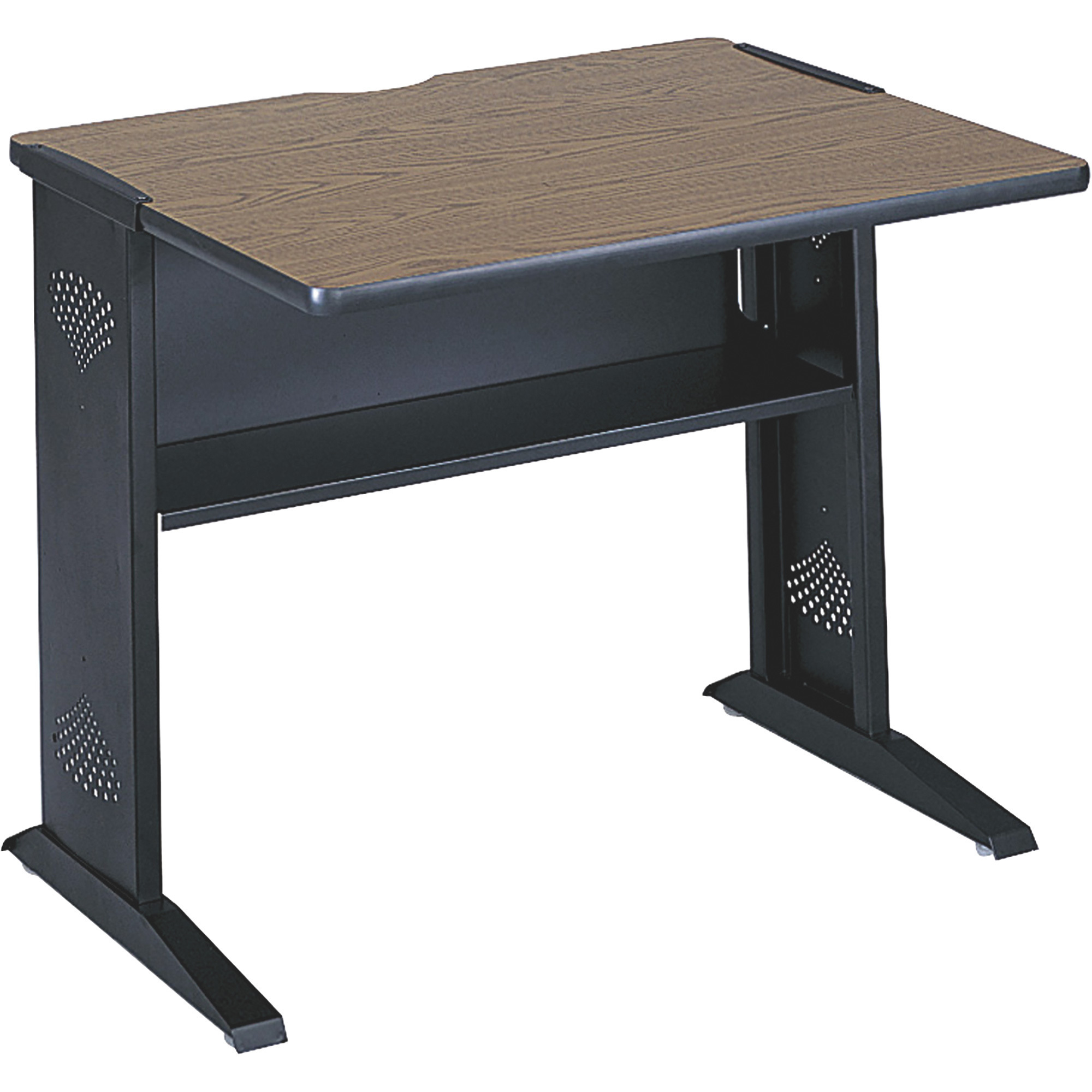 Safco 36in. Reversible Top Mobile Computer Desk, Mahogany and Oak, Model# 1930